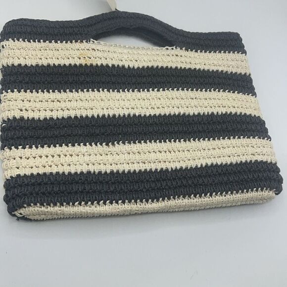 TALBOTS Hand Crocheted Paper Straw Stripes and Pineapple Clutch Handbag-NWT - Picture 2 of 6